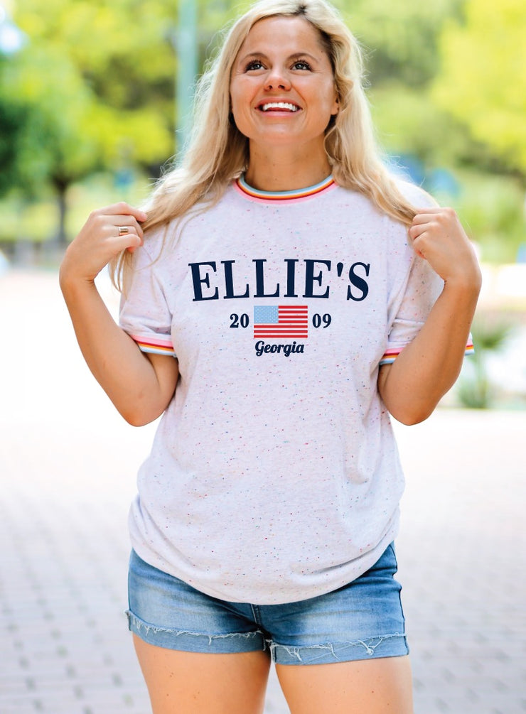 America Custom (White Funfetti Ribbed) - Short Sleeve / Crew